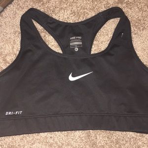nike size medium black sports bra!!